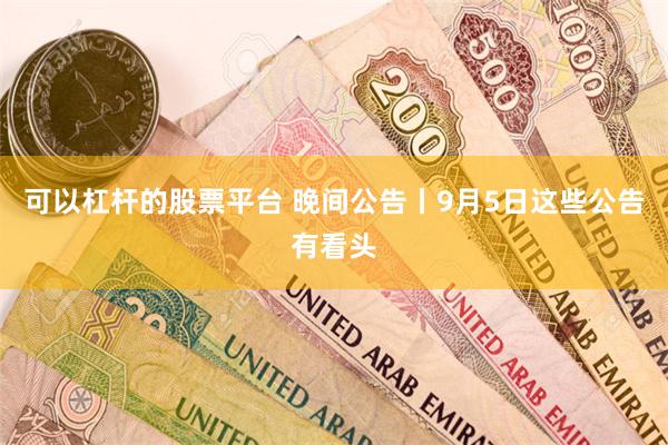 可以杠杆的股票平台 晚间公告丨9月5日这些公告有看头